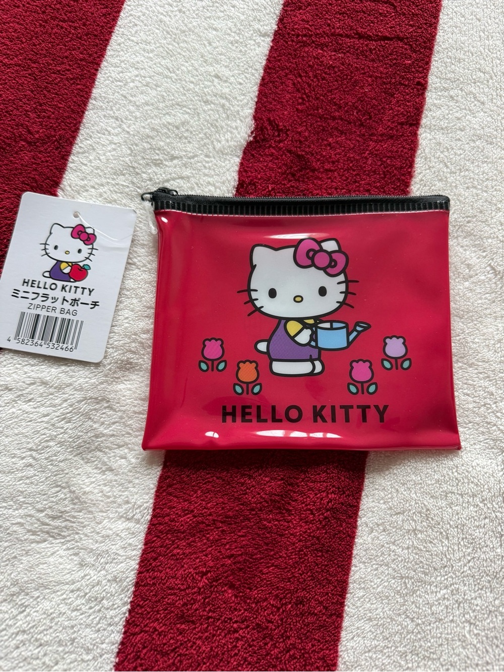 Hello Kitty Pink and Red Vinyl Zipper Pouch